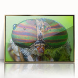 Mid-century modernist style large art print of birds in flight, framed in acrylic with a gold finish.