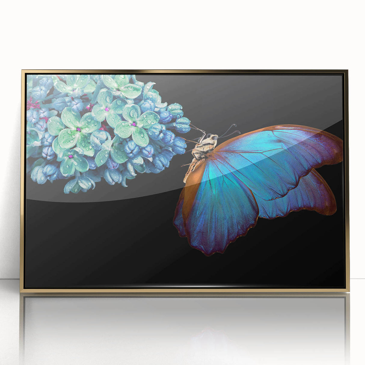 Large art print of a mid-century modernist bird design in muted gold tones on acrylic, ideal for nursery wall decor.