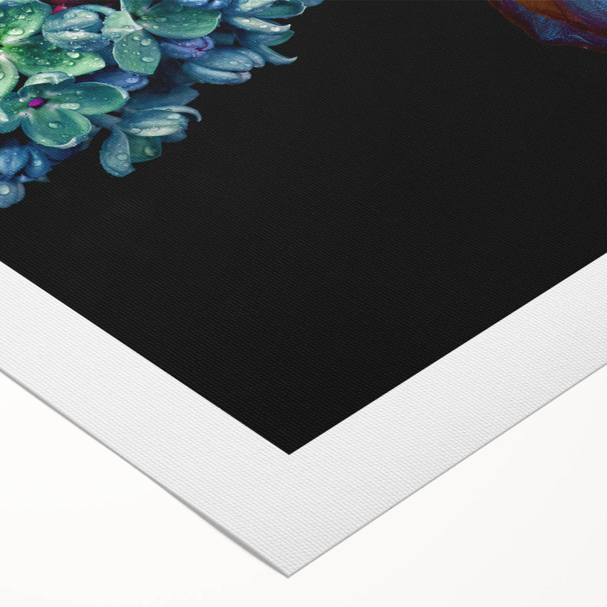 Art deco poster featuring a vibrant peacock on rolled canvas, ideal for classy bathroom wall art.