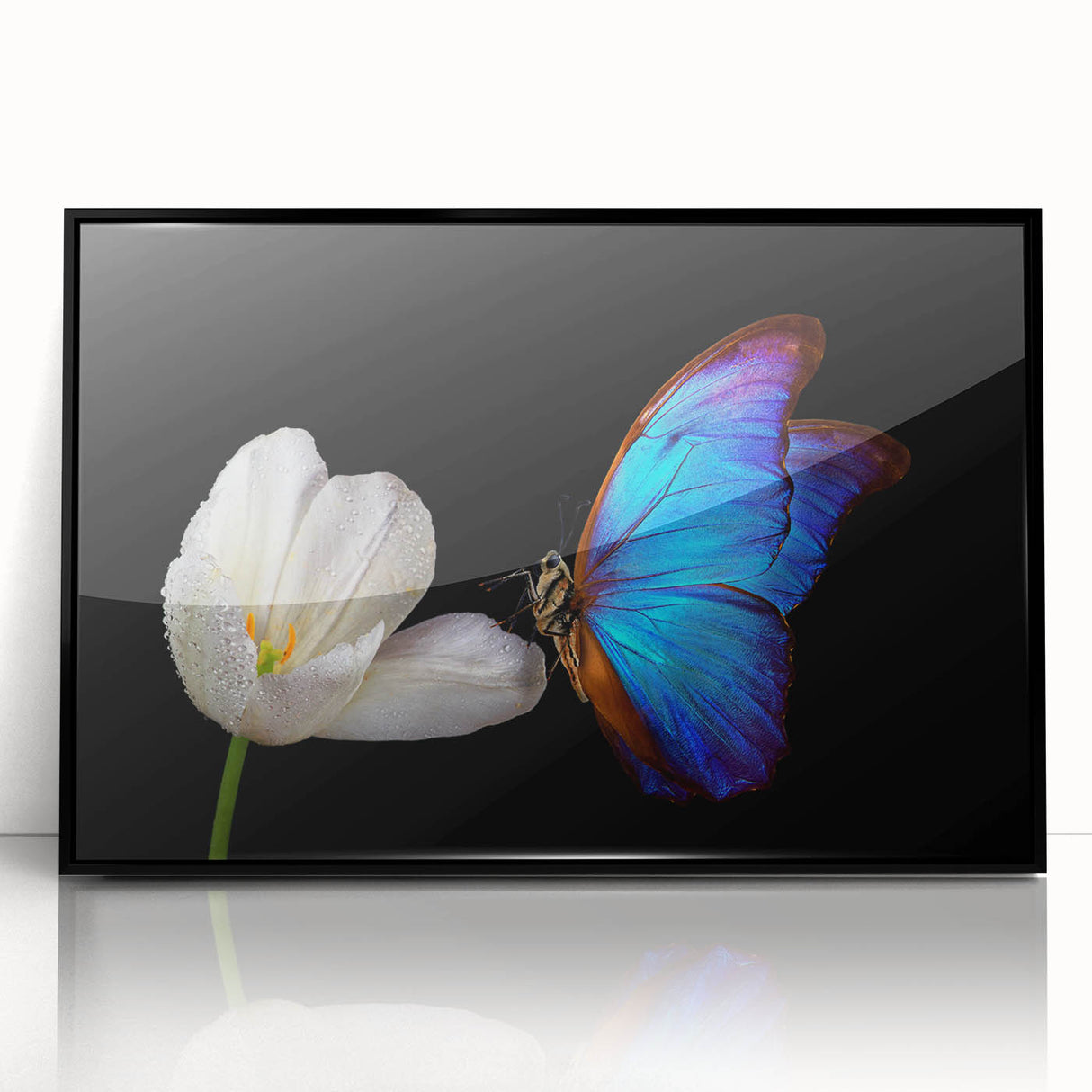 Large abstract wall art featuring a close-up of birds in muted earth tones on a framed acrylic.