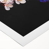 Art deco poster of vibrant, stylized birds on a rolled canvas, suitable for dining room or bathroom wall art.