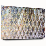 Close-up image of a bird in vibrant blue and green hues on acrylic glass, suitable for bedroom or dining room decor.