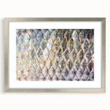 Textured art print of abstract birds in muted earth tones on a silver-framed canvas, ideal for bedroom decor.