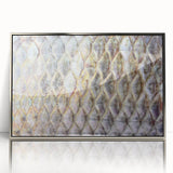 Mid-century modernist art of birds in flight, pastel shades, framed acrylic, ideal for nursery wall decor.