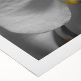 Art deco poster of a floral design in muted gold and green tones on rolled canvas, suitable for dining room walls.