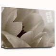 Acrylic print of large abstract floral design in vibrant blues and greens, suitable for bedroom or dining room decor.