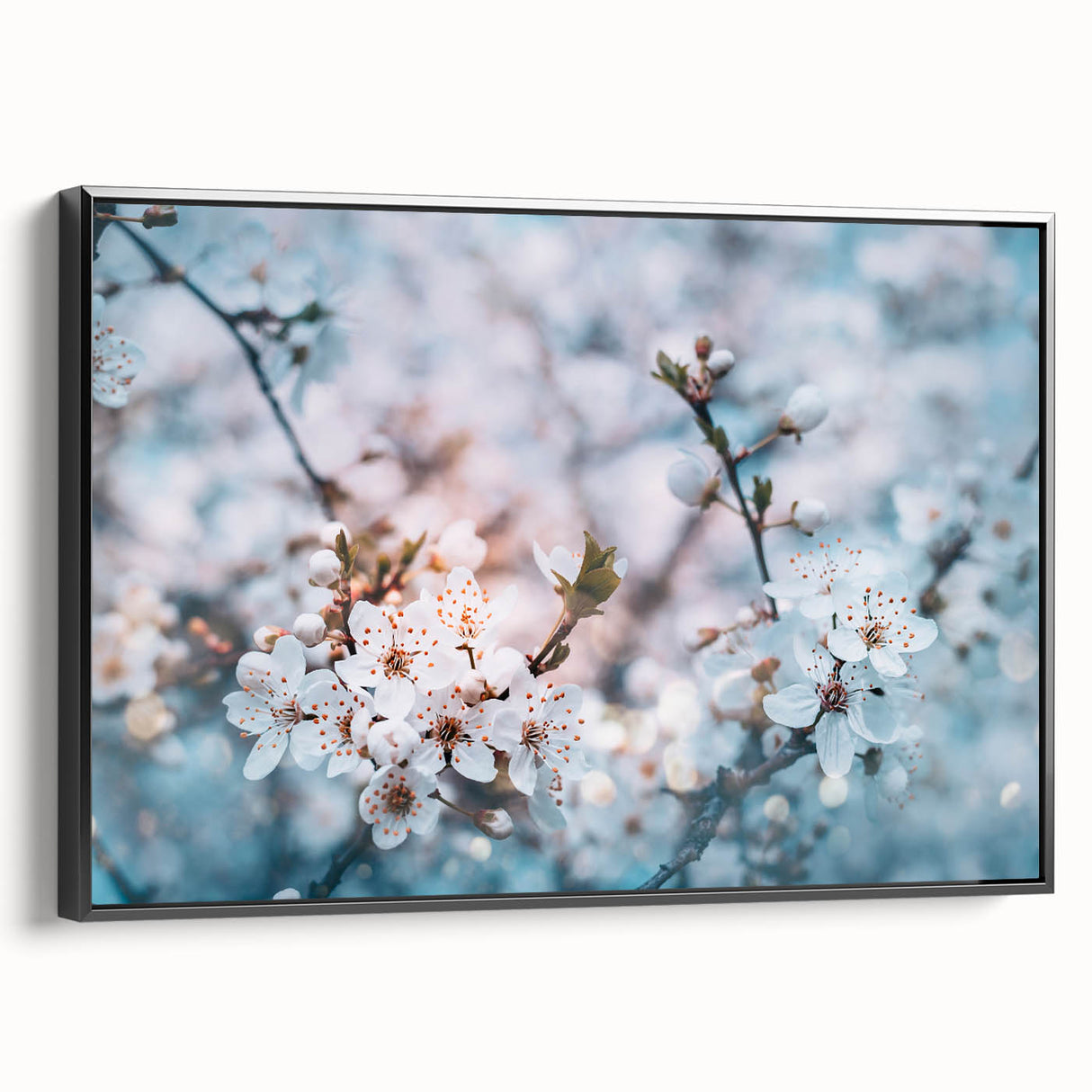 Black and white landscape art painting on framed canvas depicting a serene nature scene, suitable for bedroom wall decor.