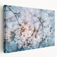 Close-up floral design on stretched canvas featuring vivid pink and green hues, suitable for kitchen wall art.