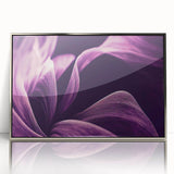 Mid-century modernist art depicting vibrant floral close-ups in a silver framed acrylic, suitable for nursery wall decor.