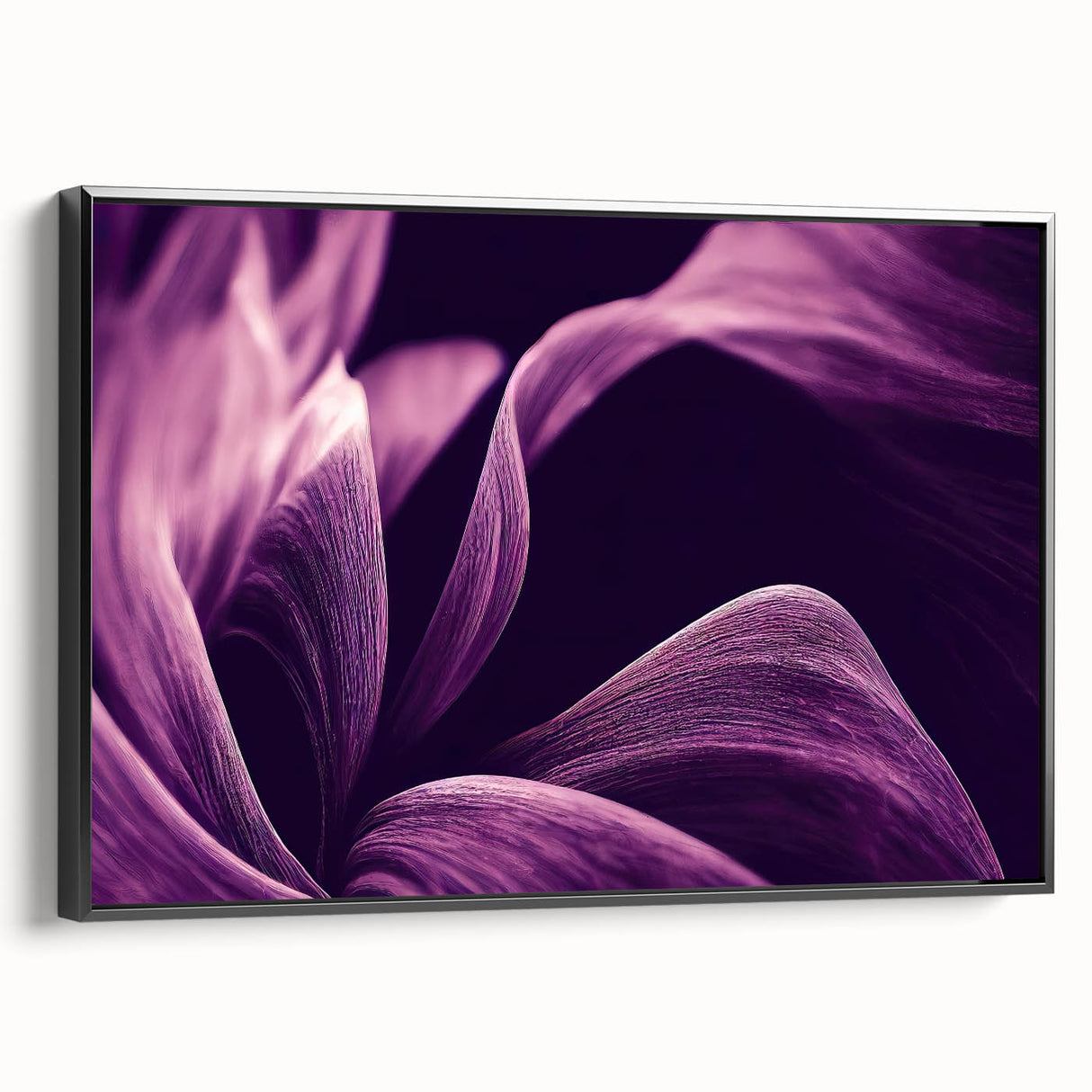 Black and white landscape art painting on framed canvas, featuring a detailed floral design, ideal for bedroom wall decor.