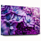 Close-up of a large abstract floral design in vibrant colors on acrylic glass, suitable for bedroom or dining room decor.