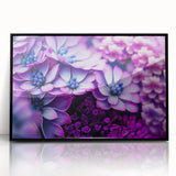 Large abstract wall art featuring floral designs in muted colors on a black acrylic frame.