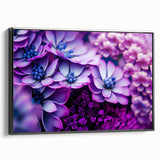 Black and white framed canvas of a vintage floral landscape, ideal for bedroom wall decor.