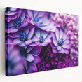 Close-up floral design on stretched canvas with vibrant green and pink tones, ideal for kitchen wall art.
