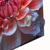 Large abstract floral design in vibrant colors on acrylic glass, ideal for dining room art in a mid-century modernist style.