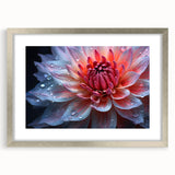 Textured abstract floral art in muted blues and greens on a framed silver canvas, suitable for bedroom decor.