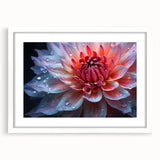 Abstract art print of vibrant florals in pastel shades, framed with a white mat, suitable for dining room or bedroom decor.