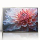 Mid-century modernist floral design in muted pastels on a silver-framed acrylic, ideal for nursery wall art.