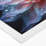 Art deco poster featuring close-up floral designs in muted pastel shades on rolled canvas.