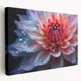 Large stretched canvas featuring close-up floral design in vibrant pinks and greens, suitable for kitchen wall art.