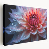 Large stretched canvas featuring close-up floral design in vibrant pinks and greens, suitable for kitchen wall art.