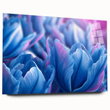 Large abstract floral design in vibrant colors on acrylic glass, ideal for bedroom or dining room art.