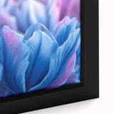 Close-up of a black wall art piece featuring vibrant, textured floral designs, ideal for extra large living room decor.