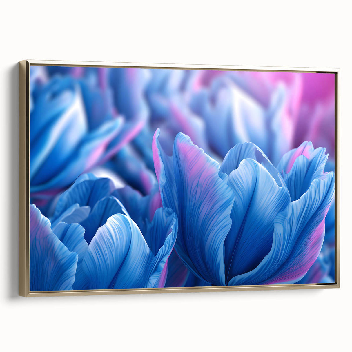 Framed canvas featuring a close-up floral design in gold and black tones, suitable for bedroom wall art.
