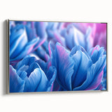 Framed canvas landscape art painting featuring colorful florals on a black background, ideal for vintage style decor.