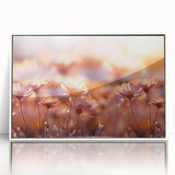 Art deco poster featuring close-up floral design in pastel colors on a white framed acrylic, suitable for nursery wall art.