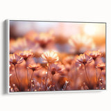 Vintage poster art featuring close-ups of colorful florals on a large framed canvas, ideal for living room decor.