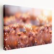 Close-up floral design on stretched canvas with vibrant green and pink tones, suitable for kitchen wall art.