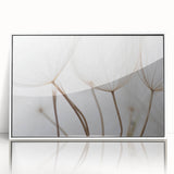 Art deco poster of floral close-ups in pastel shades, acrylic print in white frame, ideal for nursery wall art.