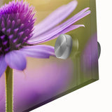 Mid-century modernist large abstract floral design in vibrant colors on acrylic glass, ideal for dining room art.