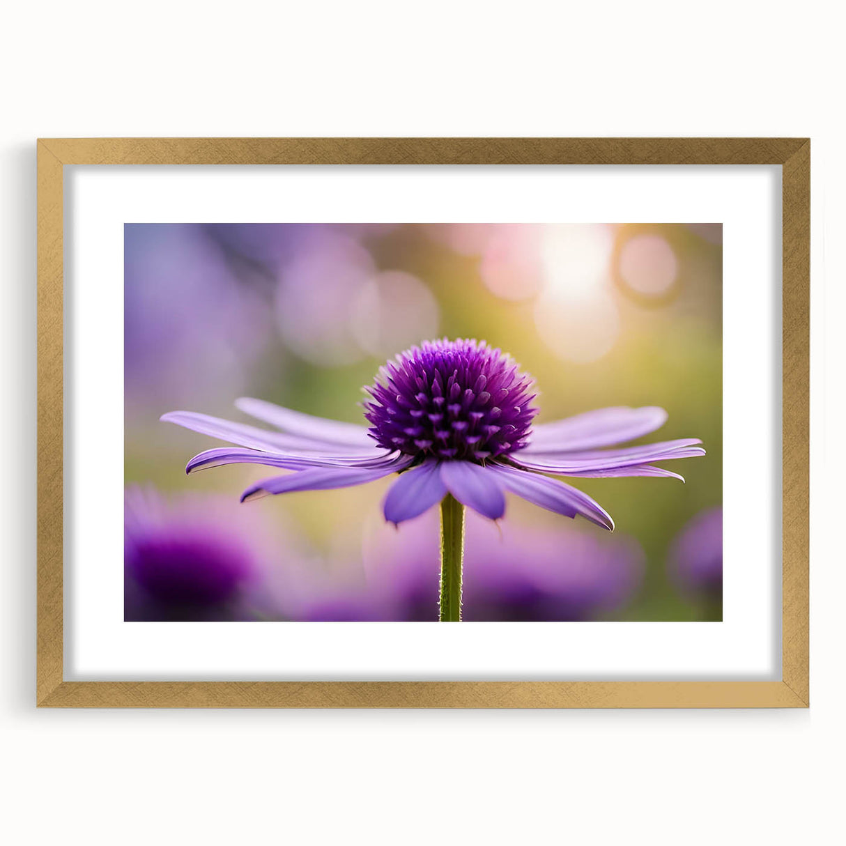 Extra large abstract art print of textured florals in gold frame, in muted earth tones, ideal for living room decor.