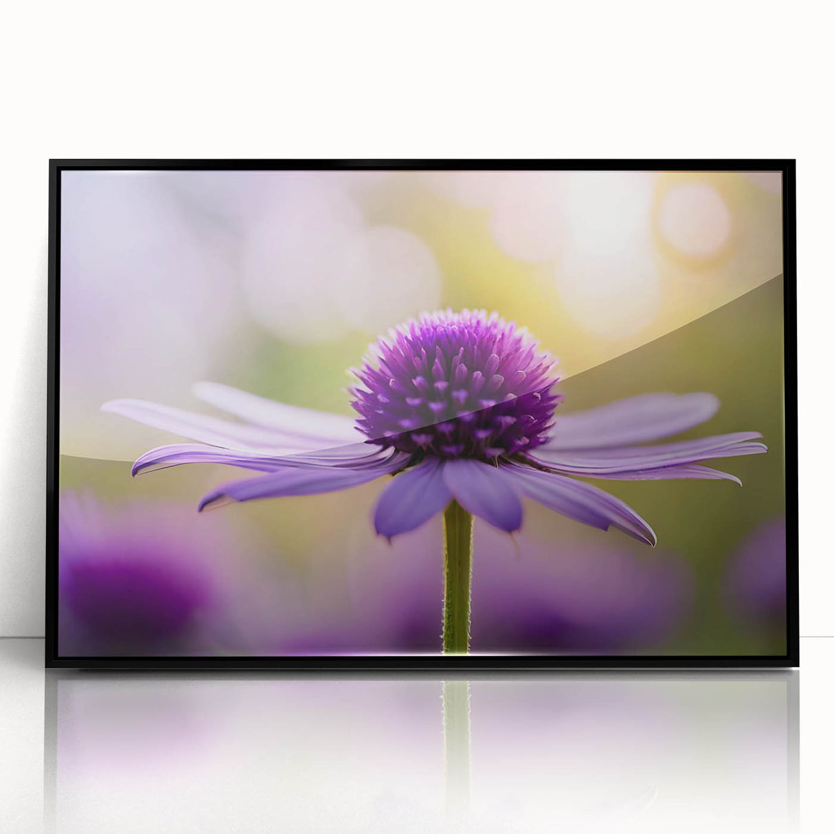 Framed acrylic print of large abstract floral design in vibrant colors, ideal for modern art wall decor.