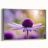 Framed canvas of a colorful landscape art painting featuring vibrant floral designs.