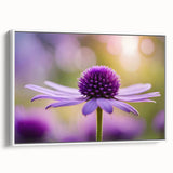 Vintage poster art of colorful florals on a black background, framed canvas, ideal for living room decor.