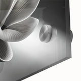 Large abstract floral design in vibrant colors on acrylic glass.