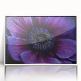 Art deco floral poster in muted green and pink, framed in white acrylic, ideal for nursery wall decor.