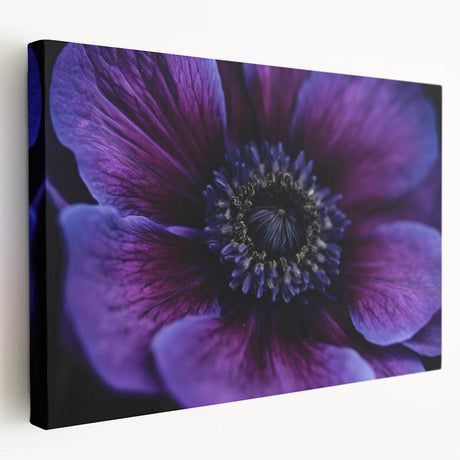 Close-up floral design on large stretched canvas with vibrant green and pink colors, ideal for kitchen wall art.