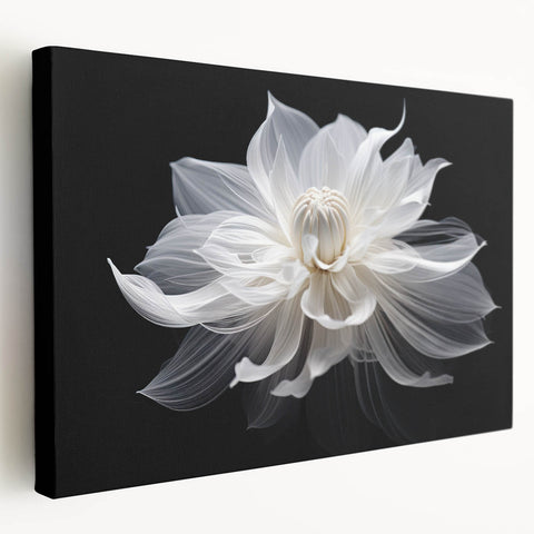 Close-up floral design on large stretched canvas with vivid pink and green tones, suitable for kitchen wall art.