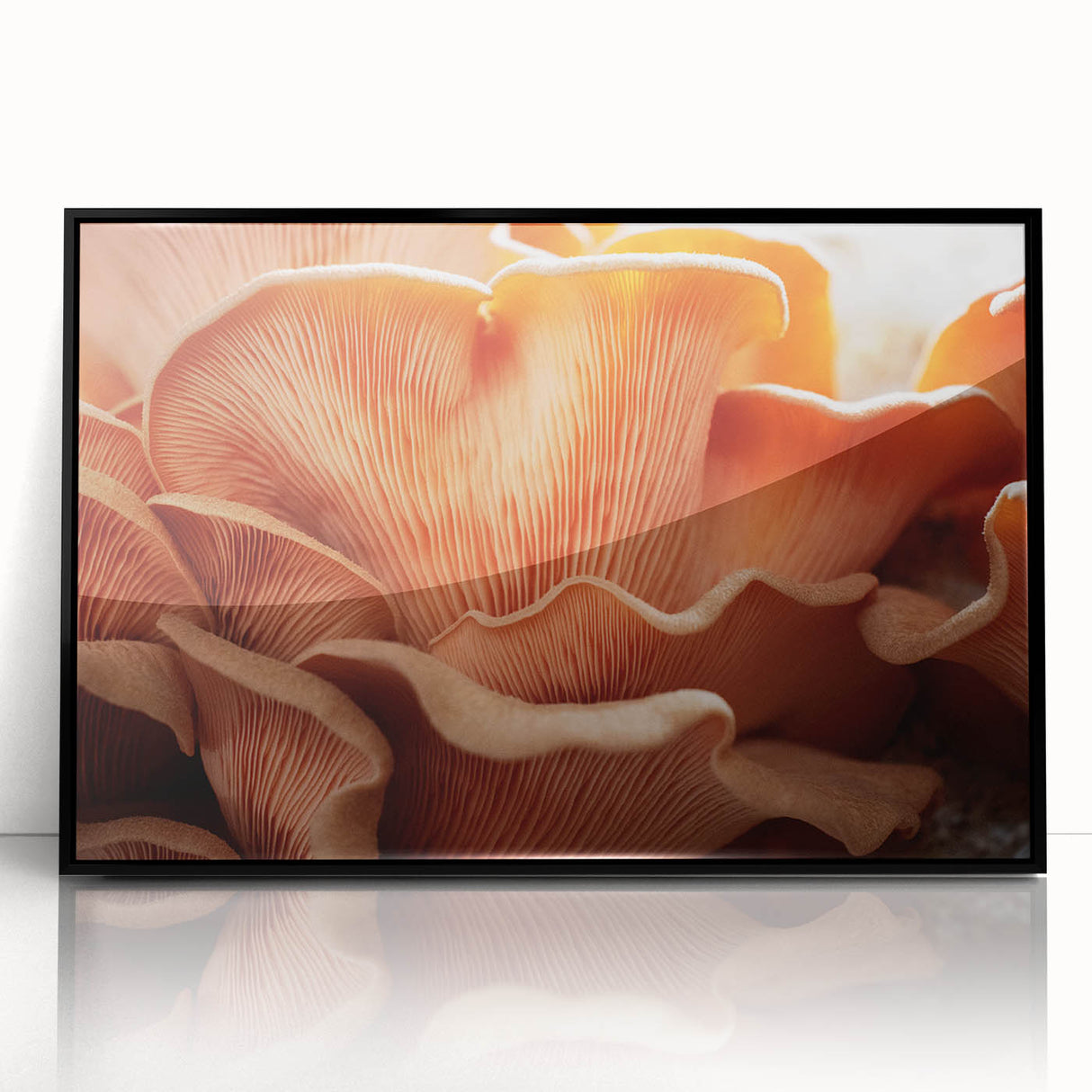 Large abstract wall art featuring swirling floral designs in muted earth tones on a framed acrylic.