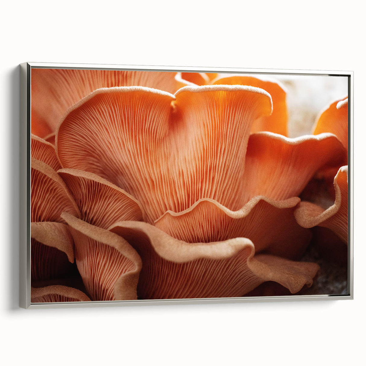 Landscape art painting featuring colorful florals on a black background, framed in silver, ideal for vintage home decor.