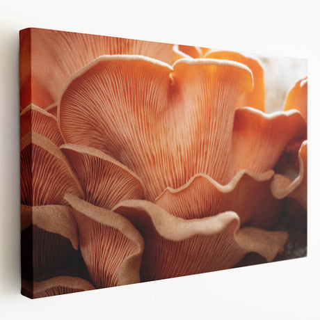 Close-up floral design on stretched canvas with vivid pink and green tones, suitable for kitchen wall art.