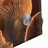 Large abstract floral design in vibrant colors on acrylic glass, ideal for dining room art in a mid-century modernist style.