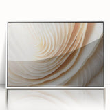 Art deco poster featuring close-up floral designs in soft pastel colors, framed in white acrylic.