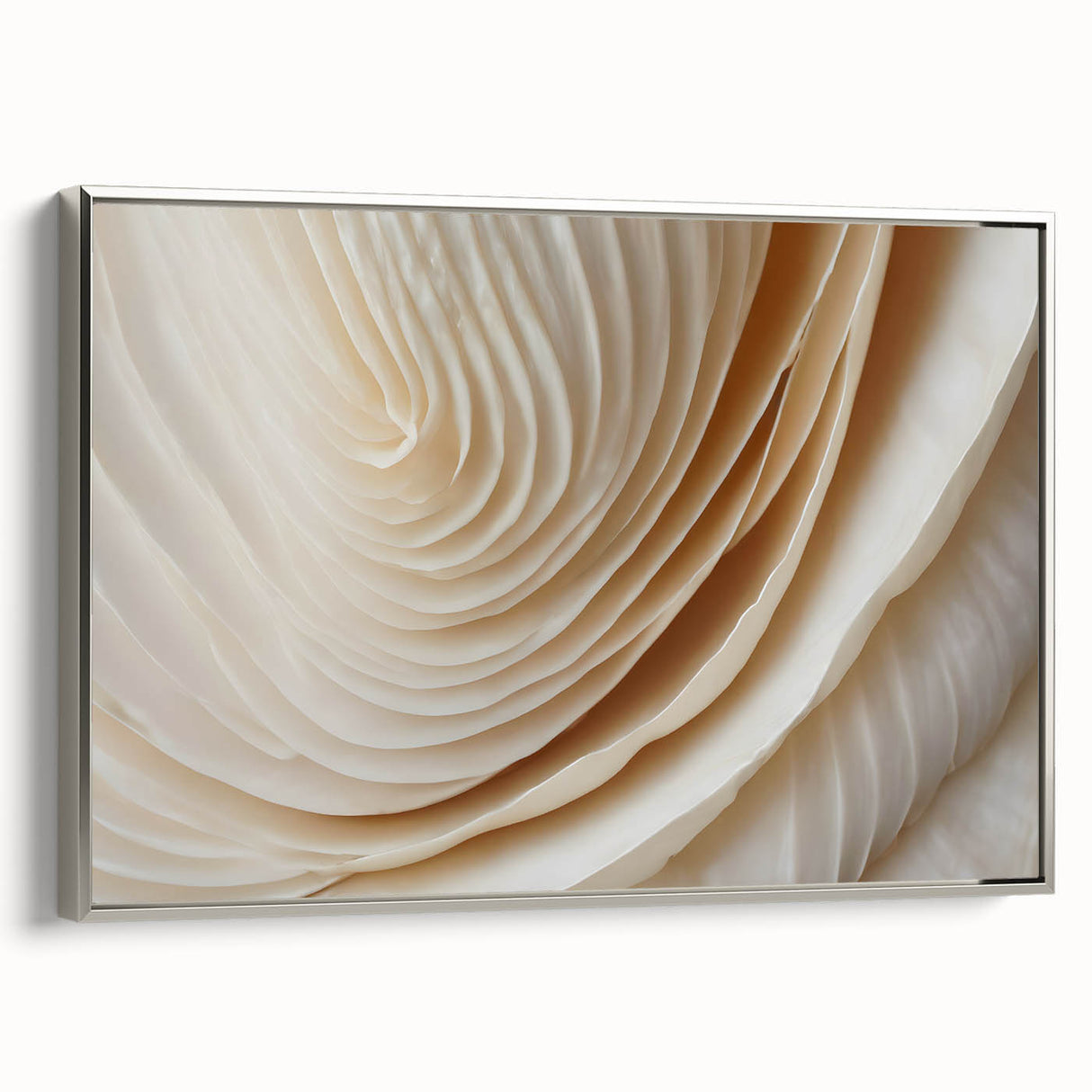 Framed canvas featuring a vintage-style landscape painting with colorful flora against a black background.