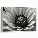 Vintage poster art of colorful florals on a black background, framed canvas, ideal for living room decor.
