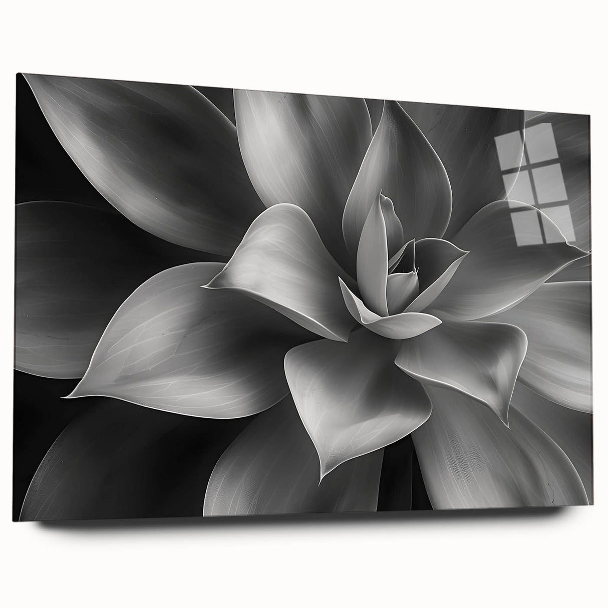 Large abstract floral design in vibrant colors on acrylic glass, ideal for bedroom or dining room decor.